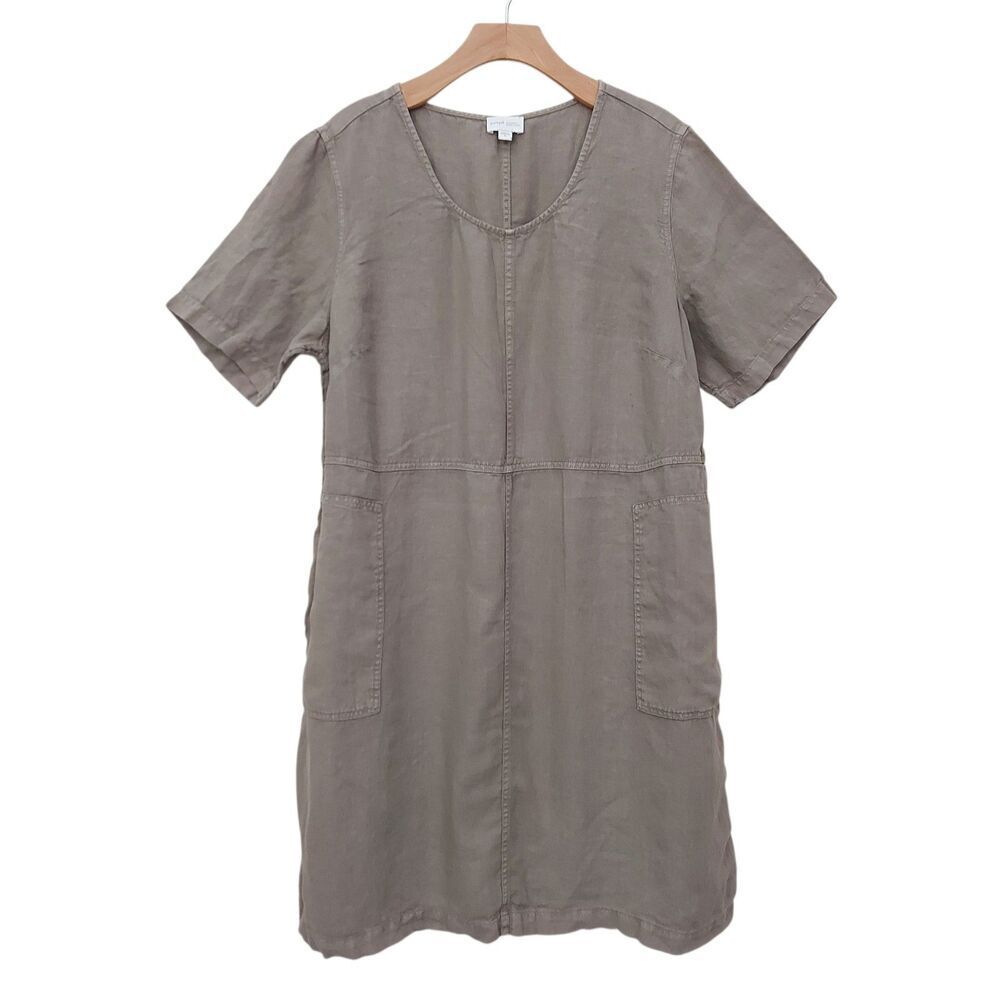 J. Jill Pure Jill Dress Womens XL Sage Green Dyed Linen Coastal Beach Bohemian